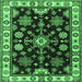 Square Machine Washable Persian Emerald Green Traditional Area Rugs, wshtr2681emgrn