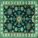 Square Machine Washable Persian Turquoise Traditional Area Rugs, wshtr2681turq