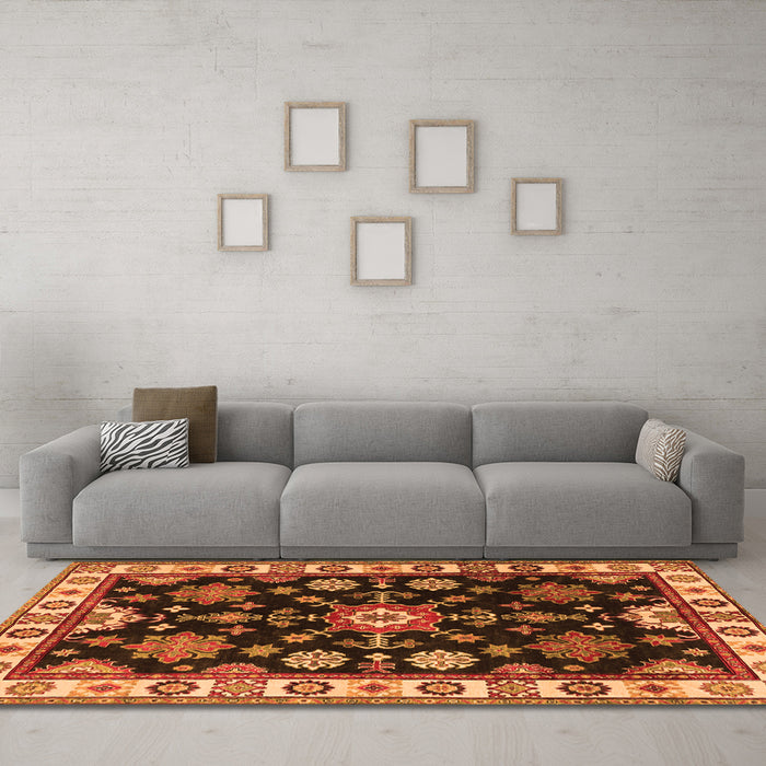 Machine Washable Persian Orange Traditional Area Rugs in a Living Room, wshtr2681org