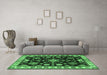 Machine Washable Persian Emerald Green Traditional Area Rugs in a Living Room,, wshtr2681emgrn