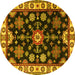 Round Machine Washable Persian Yellow Traditional Rug, wshtr2681yw