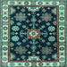 Square Machine Washable Persian Light Blue Traditional Rug, wshtr2681lblu