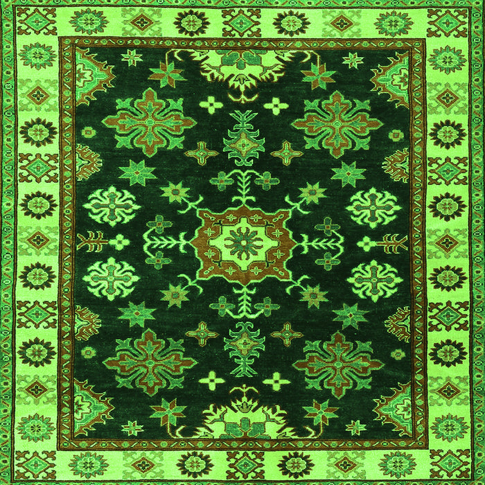 Round Machine Washable Persian Green Traditional Area Rugs, wshtr2681grn