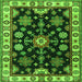 Round Machine Washable Persian Green Traditional Area Rugs, wshtr2681grn