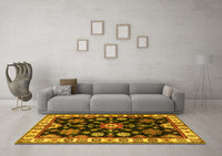 Machine Washable Persian Yellow Traditional Rug, wshtr2681yw