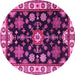 Round Machine Washable Persian Pink Traditional Rug, wshtr2681pnk