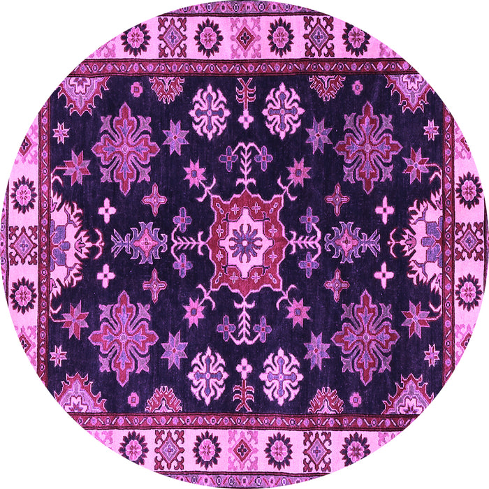 Round Machine Washable Persian Purple Traditional Area Rugs, wshtr2681pur