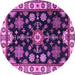 Round Machine Washable Persian Purple Traditional Area Rugs, wshtr2681pur