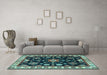 Machine Washable Persian Light Blue Traditional Rug in a Living Room, wshtr2681lblu