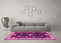 Machine Washable Persian Pink Traditional Rug, wshtr2681pnk