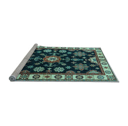 Sideview of Machine Washable Persian Light Blue Traditional Rug, wshtr2681lblu