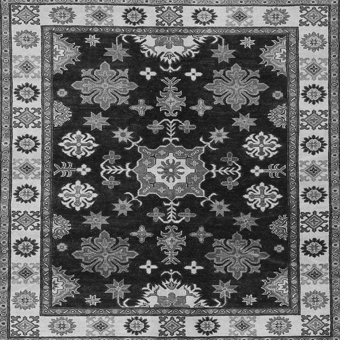 Round Machine Washable Persian Gray Traditional Rug, wshtr2681gry
