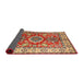 Sideview of Traditional Brownish Green Geometric Rug, tr2682