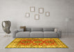 Machine Washable Geometric Yellow Traditional Rug in a Living Room, wshtr2682yw