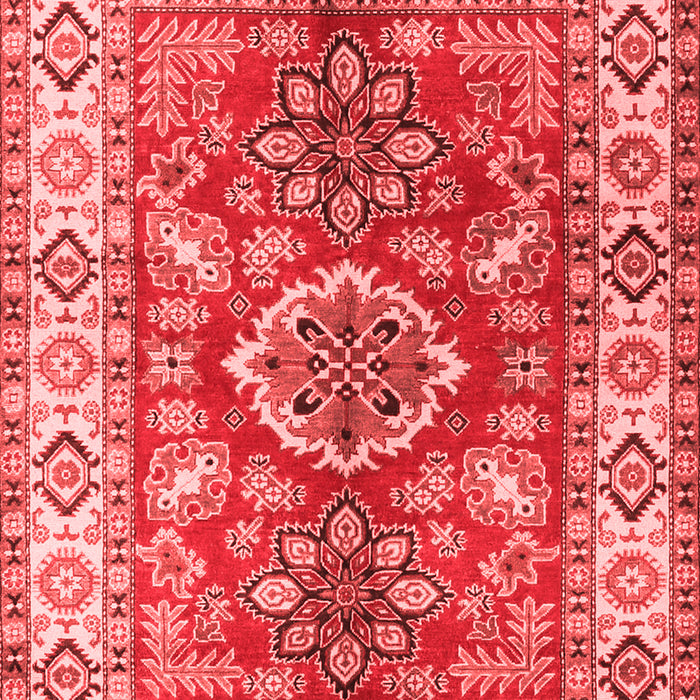 Machine Washable Geometric Red Traditional Rug, wshtr2682red