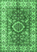 Machine Washable Geometric Emerald Green Traditional Area Rugs, wshtr2682emgrn