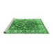 Sideview of Machine Washable Geometric Emerald Green Traditional Area Rugs, wshtr2682emgrn