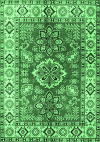 Geometric Emerald Green Traditional Rug, tr2682emgrn