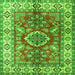 Round Machine Washable Geometric Green Traditional Area Rugs, wshtr2682grn