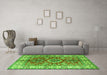 Machine Washable Geometric Green Traditional Area Rugs in a Living Room,, wshtr2682grn