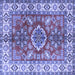 Square Machine Washable Geometric Blue Traditional Rug, wshtr2682blu