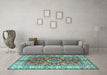 Machine Washable Geometric Light Blue Traditional Rug in a Living Room, wshtr2682lblu