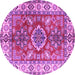 Round Geometric Purple Traditional Rug, tr2682pur