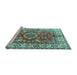 Sideview of Machine Washable Geometric Light Blue Traditional Rug, wshtr2682lblu