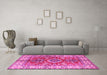 Machine Washable Geometric Pink Traditional Rug in a Living Room, wshtr2682pnk
