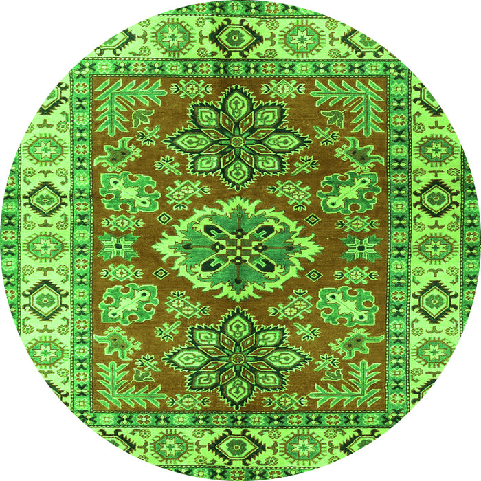 Square Geometric Green Traditional Rug, tr2682grn