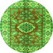 Square Geometric Green Traditional Rug, tr2682grn