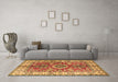 Machine Washable Geometric Brown Traditional Rug in a Living Room,, wshtr2682brn