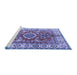 Sideview of Machine Washable Geometric Blue Traditional Rug, wshtr2682blu