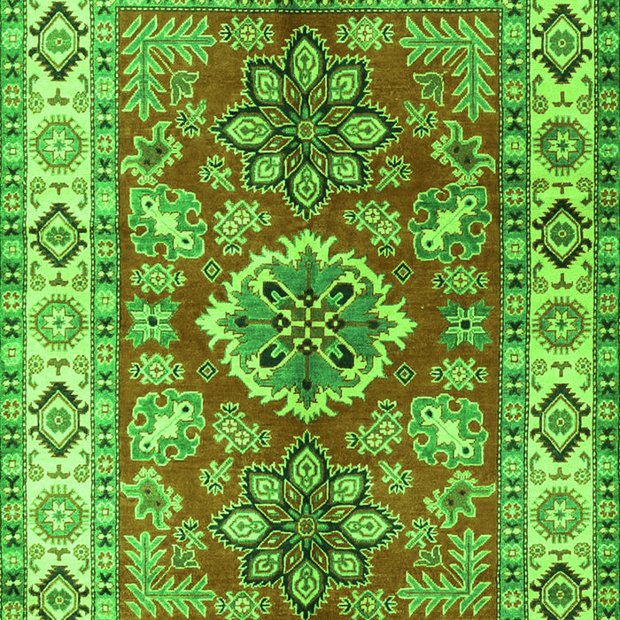 Serging Thickness of Machine Washable Geometric Green Traditional Area Rugs, wshtr2682grn