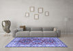 Machine Washable Geometric Blue Traditional Rug in a Living Room, wshtr2682blu