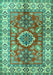 Machine Washable Geometric Turquoise Traditional Area Rugs, wshtr2682turq