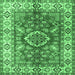 Square Geometric Emerald Green Traditional Rug, tr2682emgrn