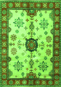 Geometric Green Traditional Rug, tr2683grn