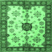 Square Geometric Emerald Green Traditional Rug, tr2683emgrn