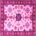 Square Geometric Pink Traditional Rug, tr2683pnk