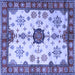 Square Geometric Blue Traditional Rug, tr2683blu