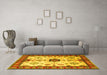 Machine Washable Geometric Yellow Traditional Rug in a Living Room, wshtr2683yw