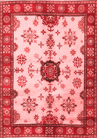 Geometric Red Traditional Rug, tr2683red