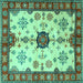 Square Geometric Turquoise Traditional Rug, tr2683turq