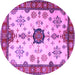 Round Machine Washable Geometric Purple Traditional Area Rugs, wshtr2683pur