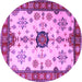 Round Geometric Purple Traditional Rug, tr2683pur