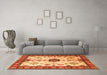 Machine Washable Geometric Orange Traditional Area Rugs in a Living Room, wshtr2683org