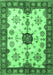 Machine Washable Geometric Emerald Green Traditional Area Rugs, wshtr2683emgrn