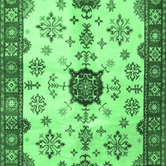 Machine Washable Geometric Emerald Green Traditional Area Rugs, wshtr2683emgrn