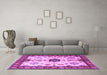 Machine Washable Geometric Purple Traditional Area Rugs in a Living Room, wshtr2683pur